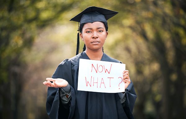 A recent university graduate without a job asks now what